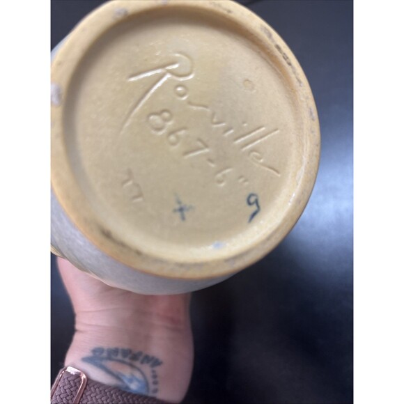 Vintage Roseville Blue White Poppy Vase #867-6 - Picture 5 of 6